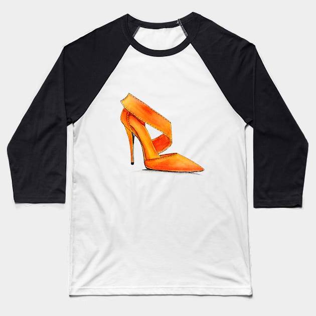 Orange High Heels Baseball T-Shirt by Svetlana Pelin